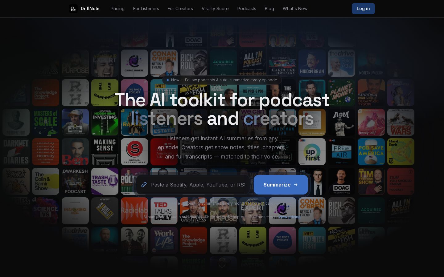 DriftNote Homepage
