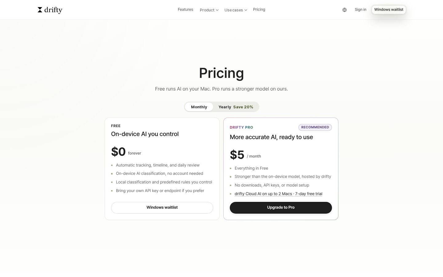 drifty Pricing