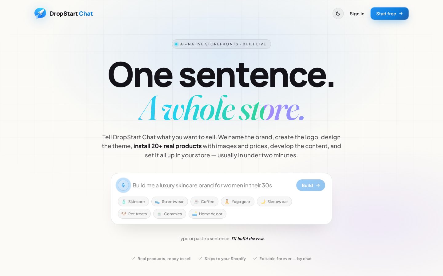 DropStart Chat Homepage
