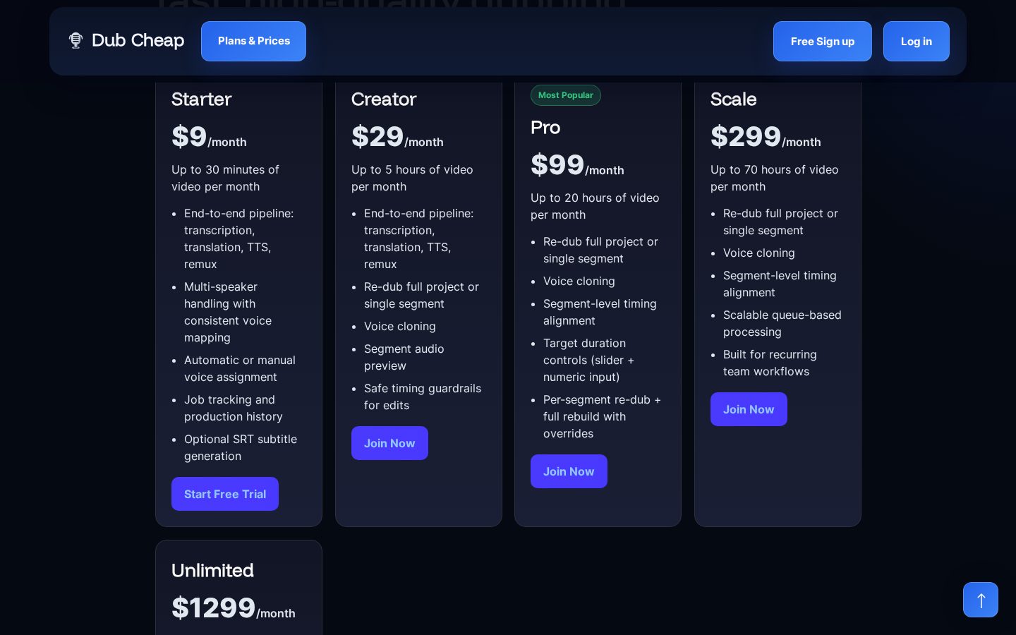 Dub Cheap Pricing