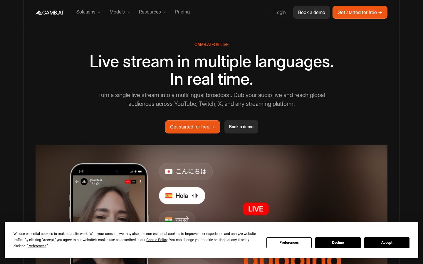 DubStream by CAMB.AI Homepage