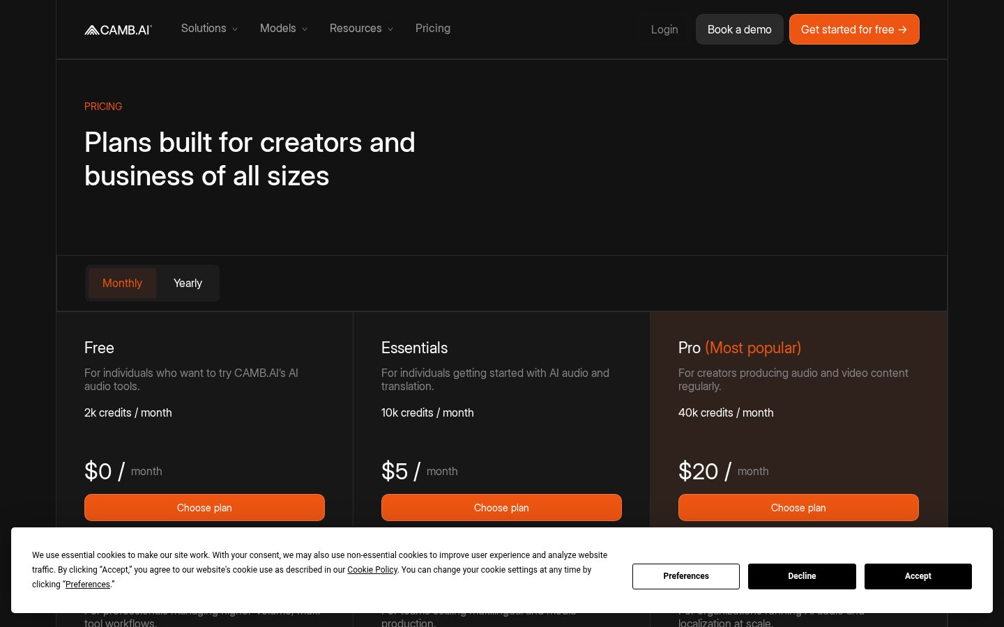 DubStream by CAMB.AI Pricing