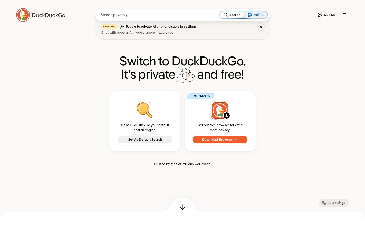 DuckDuckGo Homepage