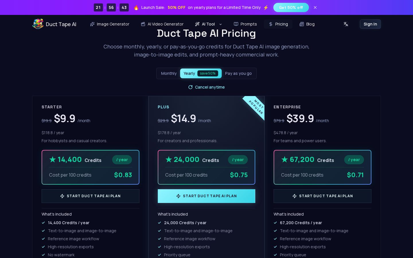 Duct Tape AI Pricing