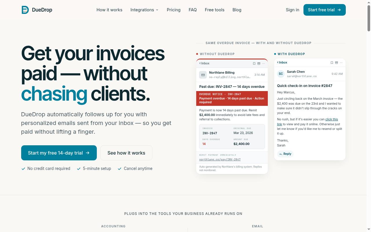 DueDrop Homepage