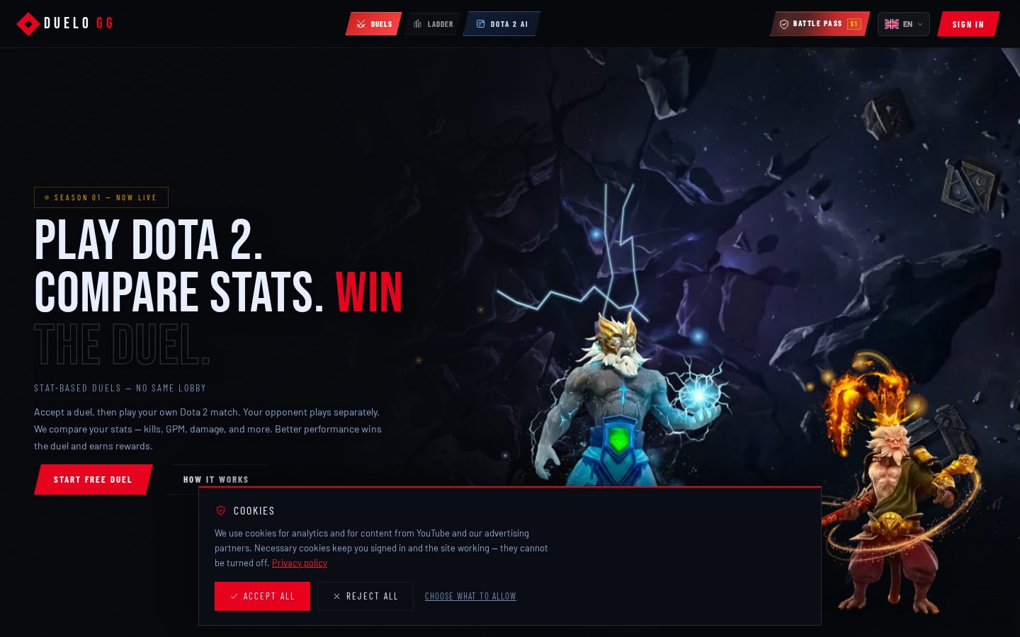 DUELO.GG Homepage
