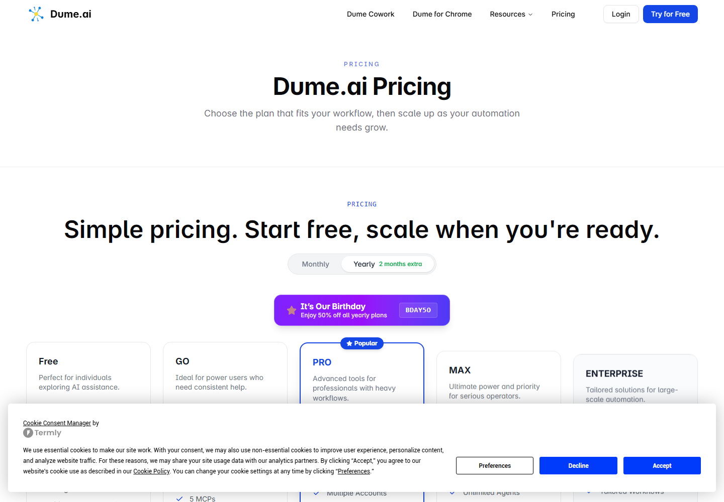 Dume.ai pricing