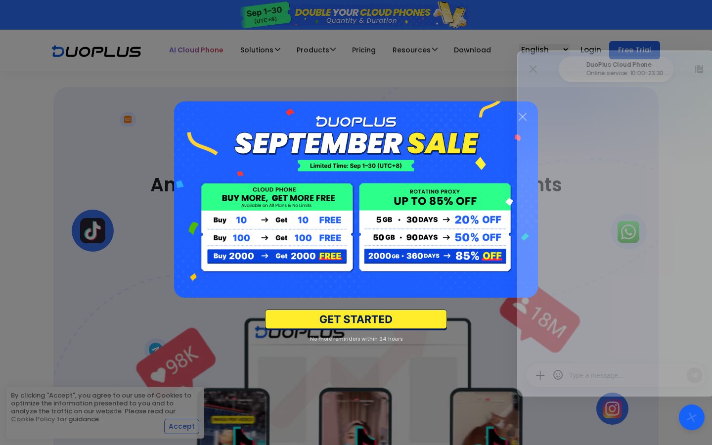 DuoPlus Cloud Phone Homepage