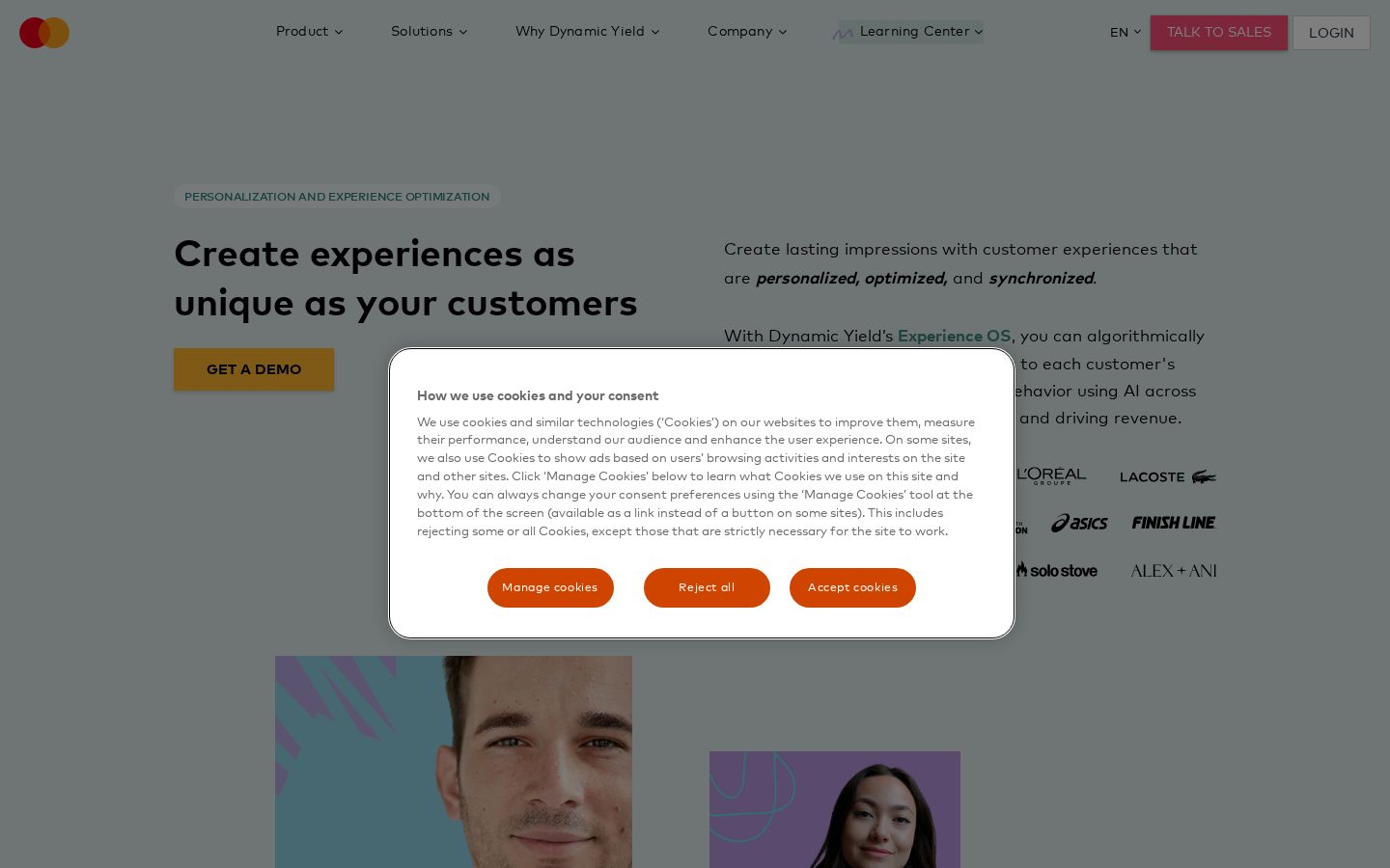 Dynamic Yield Homepage