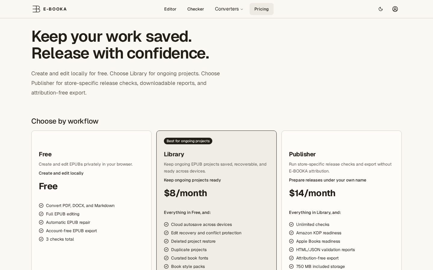 E-BOOKA Pricing