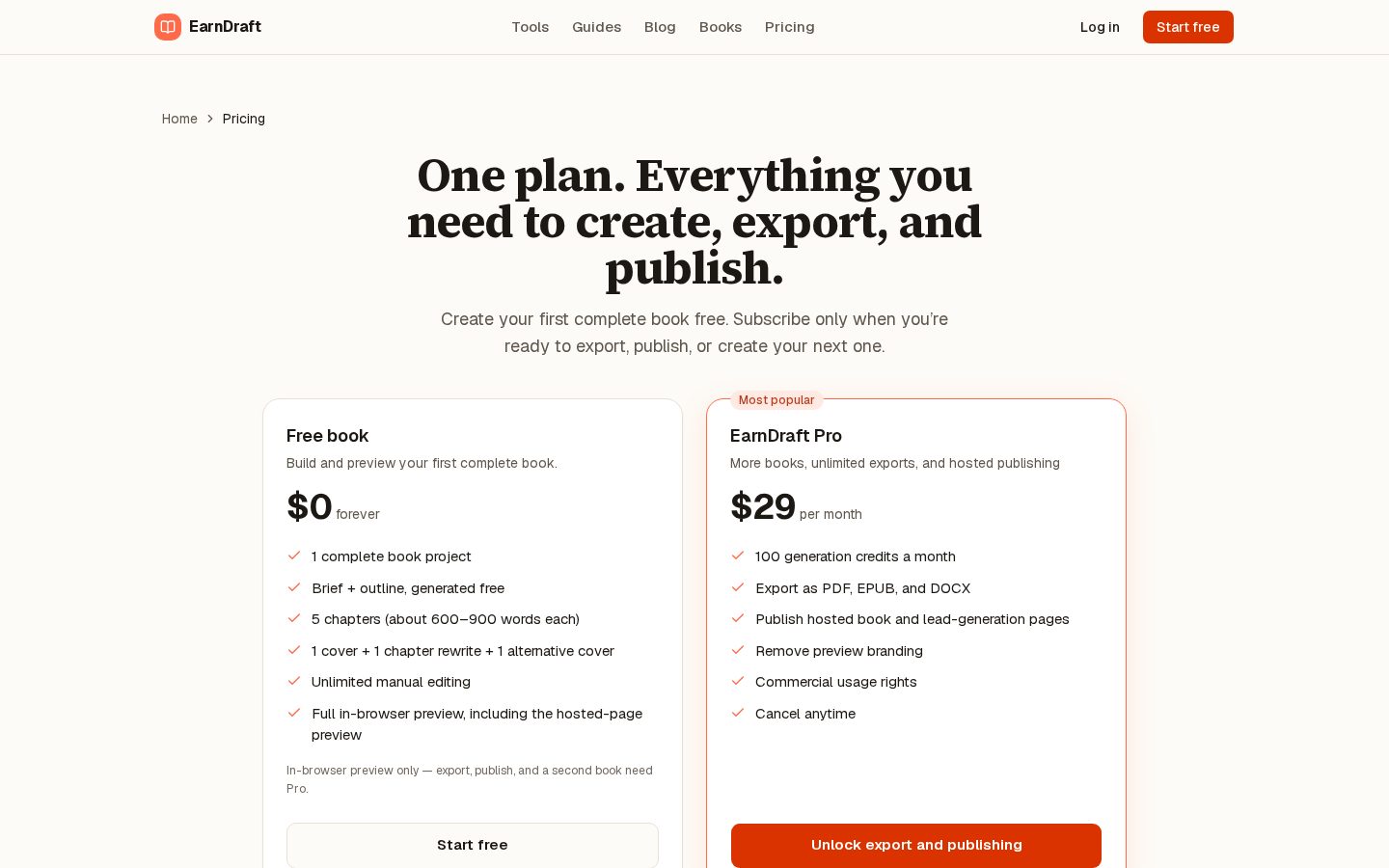 EarnDraft Pricing