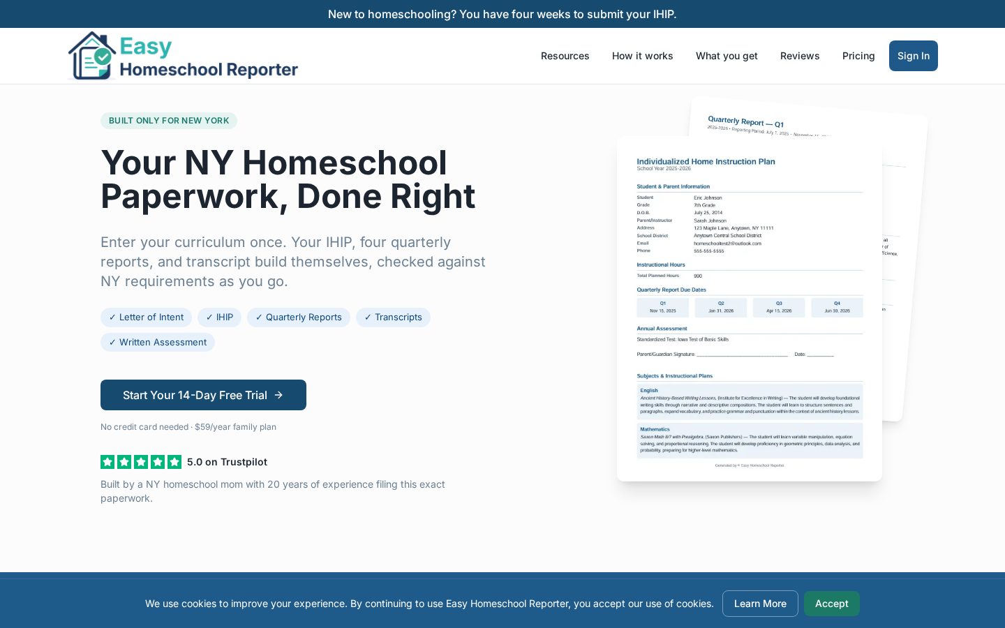 Easy Homeschool Reporter Homepage