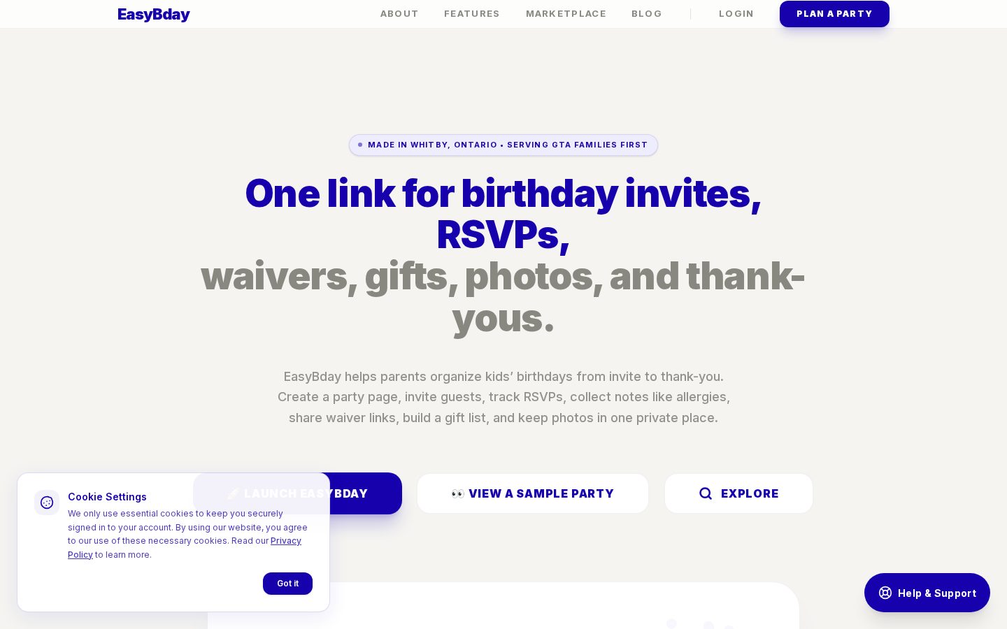 EasyBday Homepage