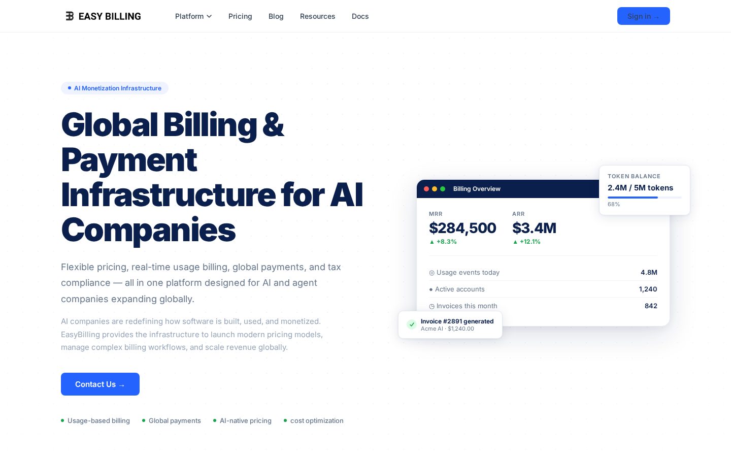 Easybilling Homepage