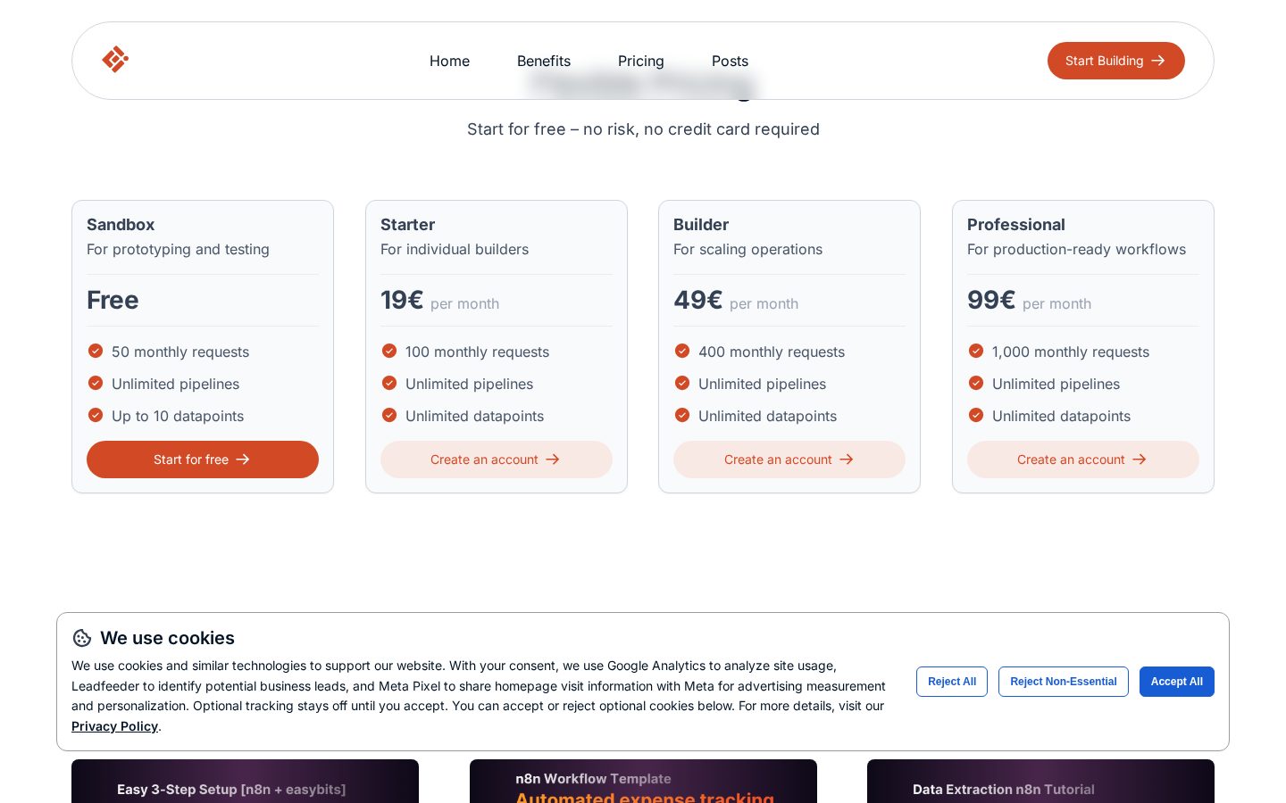 easybits Extractor Pricing