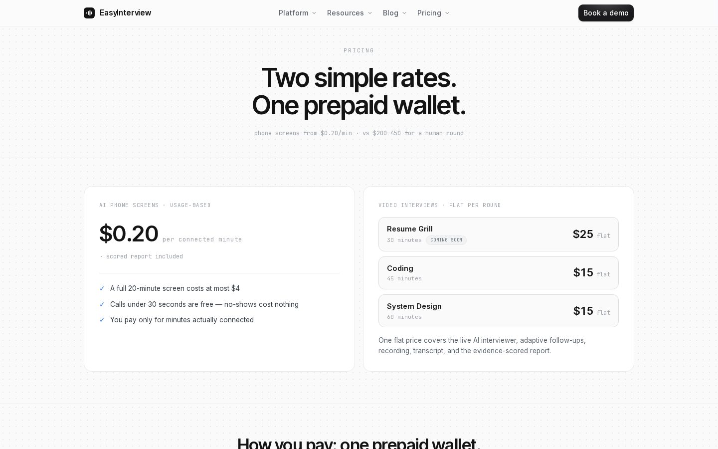 EasyInterview Pricing