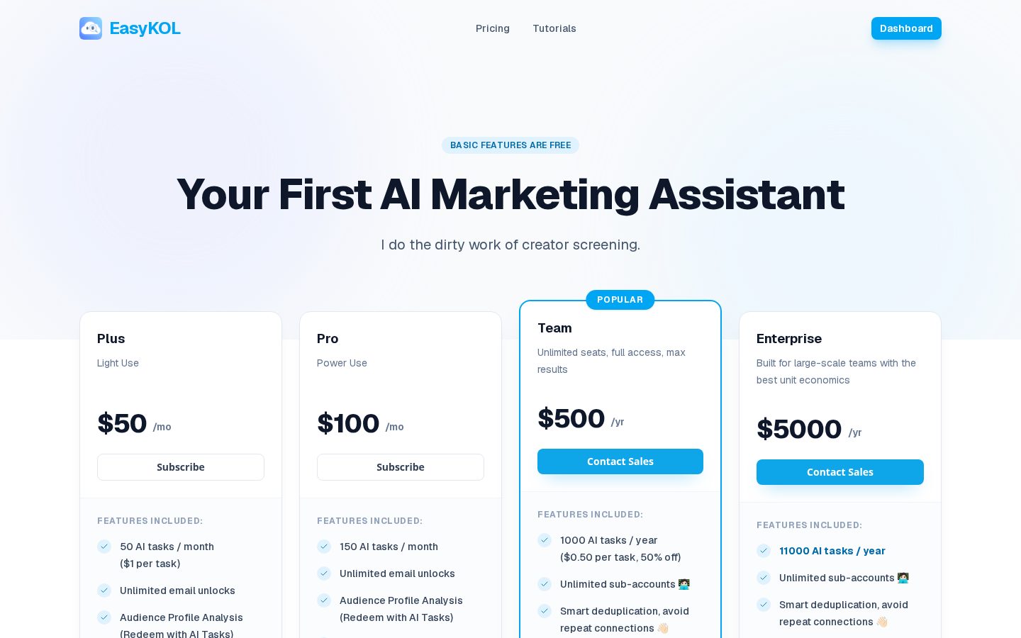 EasyKOL Pricing