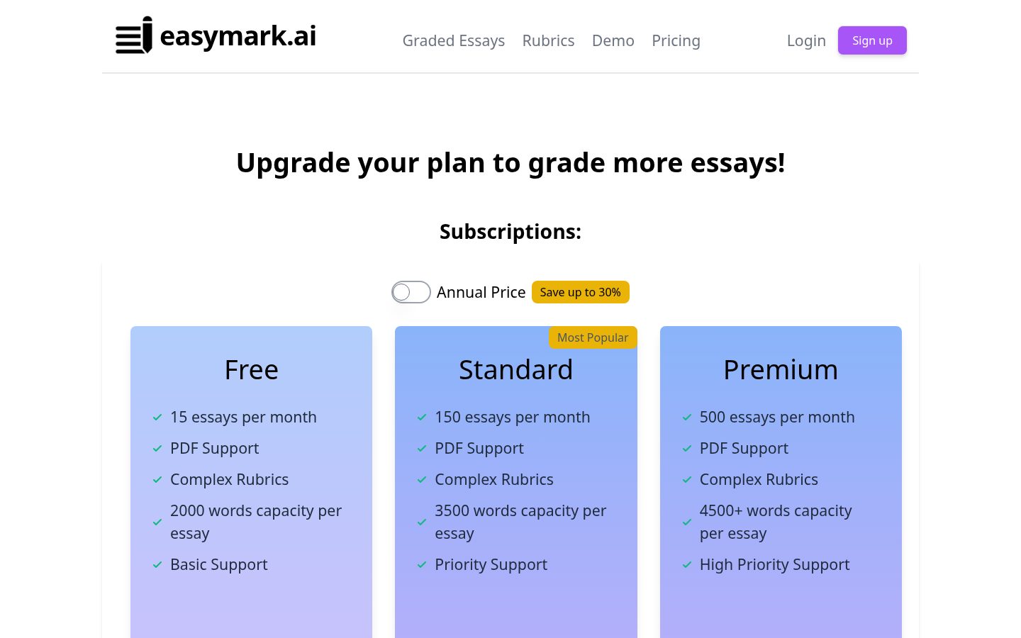 EasyMark Pricing