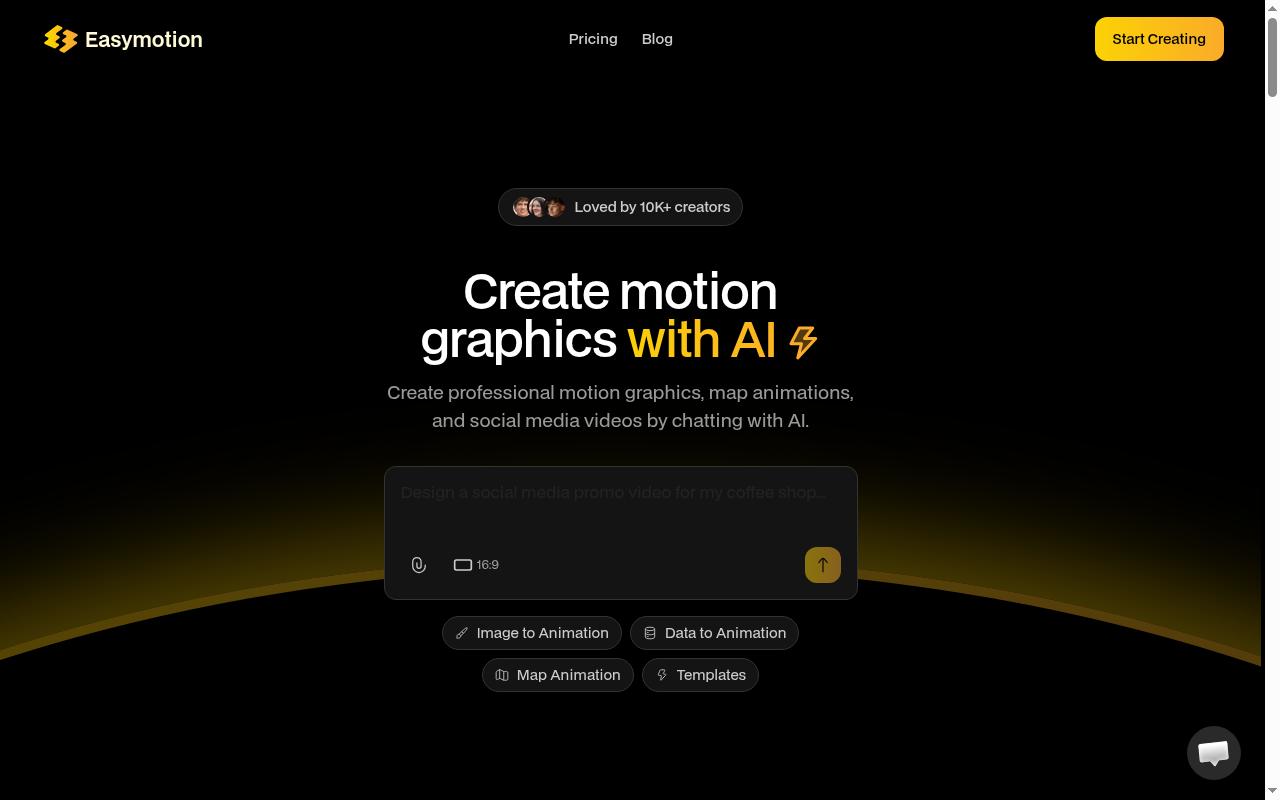 Easymotion - AI Motion Graphics Generato Homepage