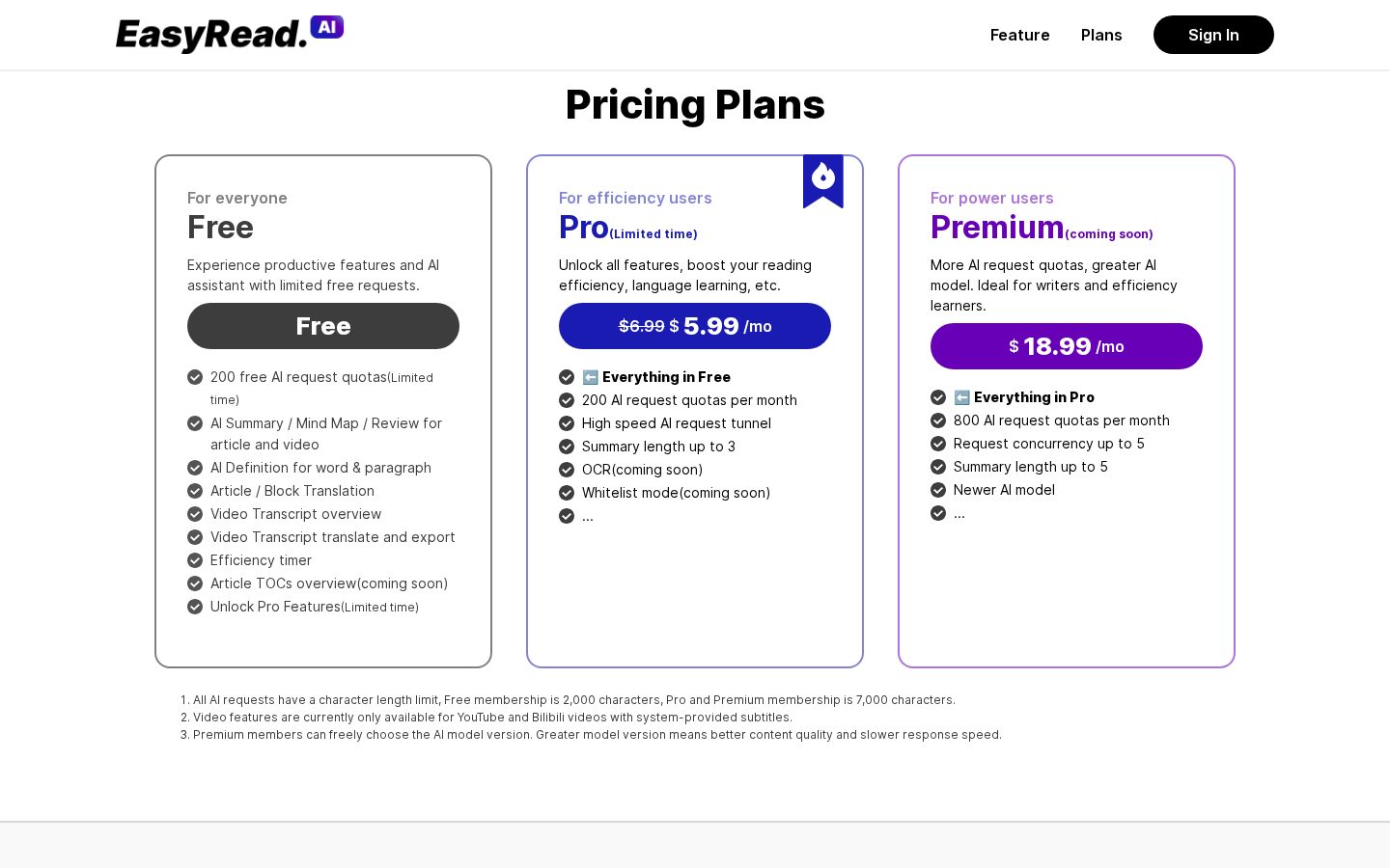 EasyRead.AI Pricing