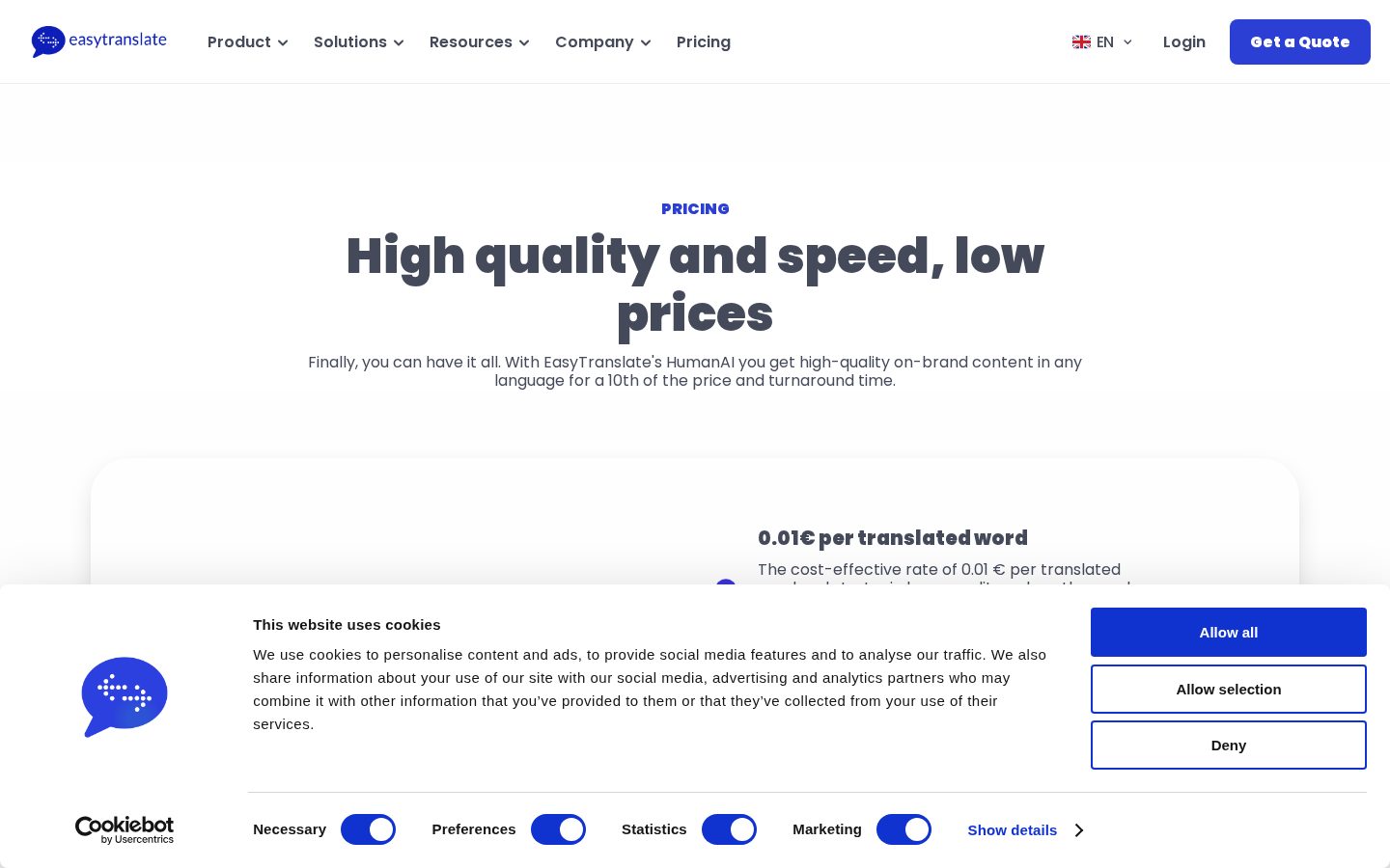 EasyTranslate Pricing