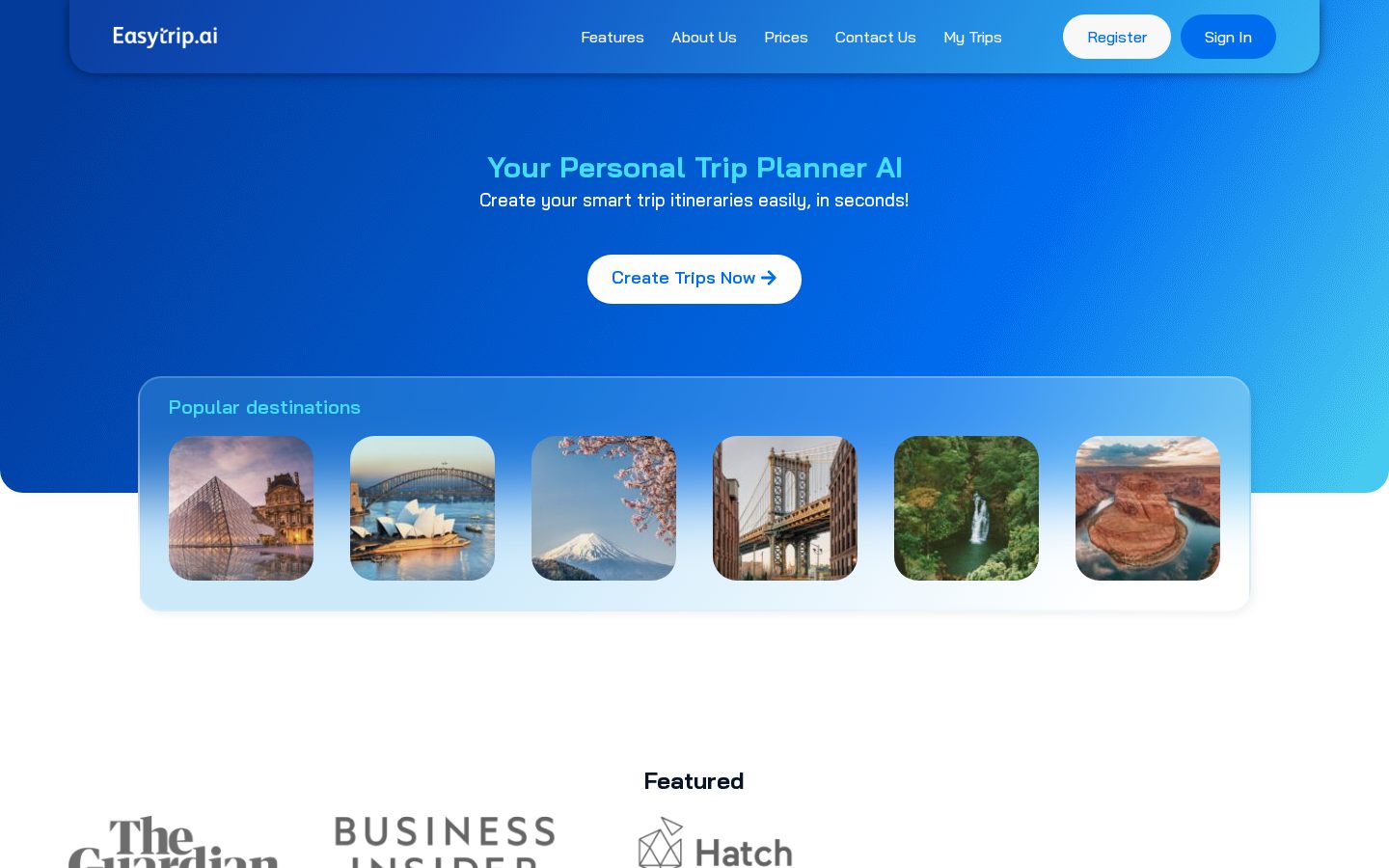Easytrip.ai Homepage