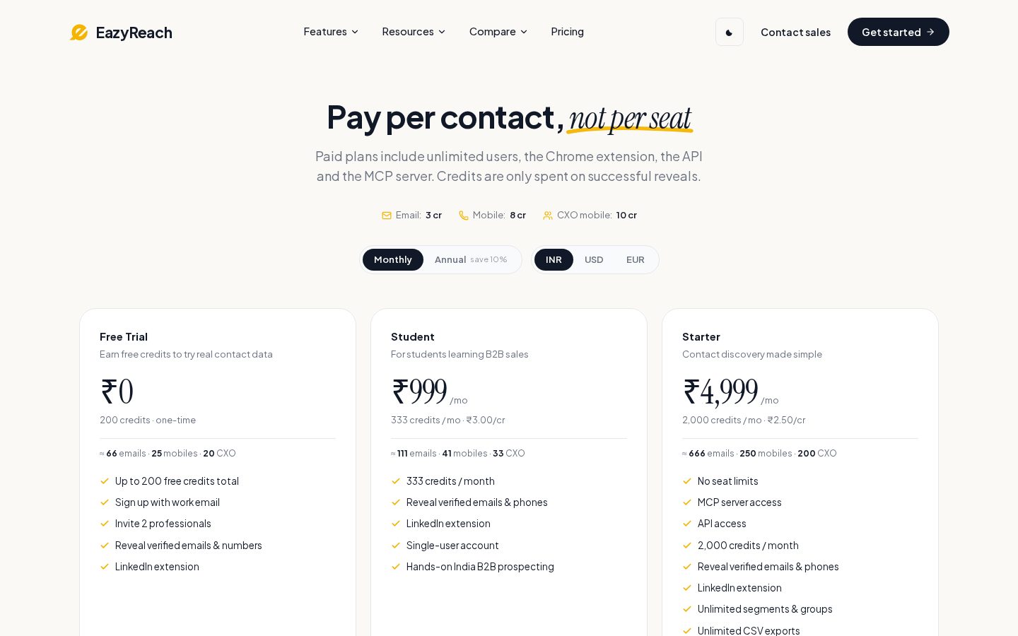 EazyReach Pricing
