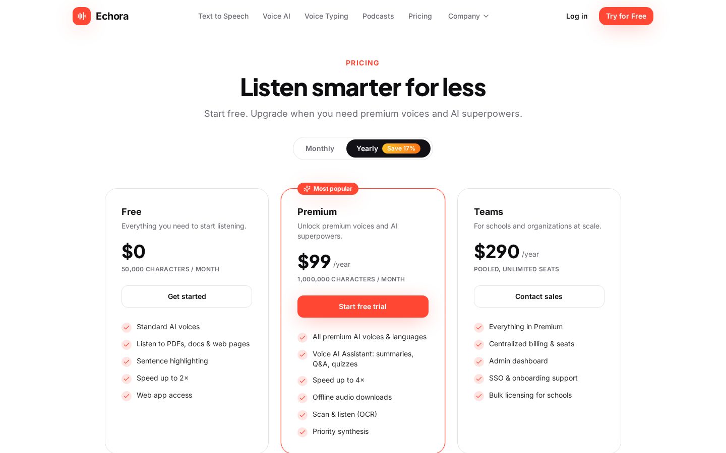 Echora Pricing