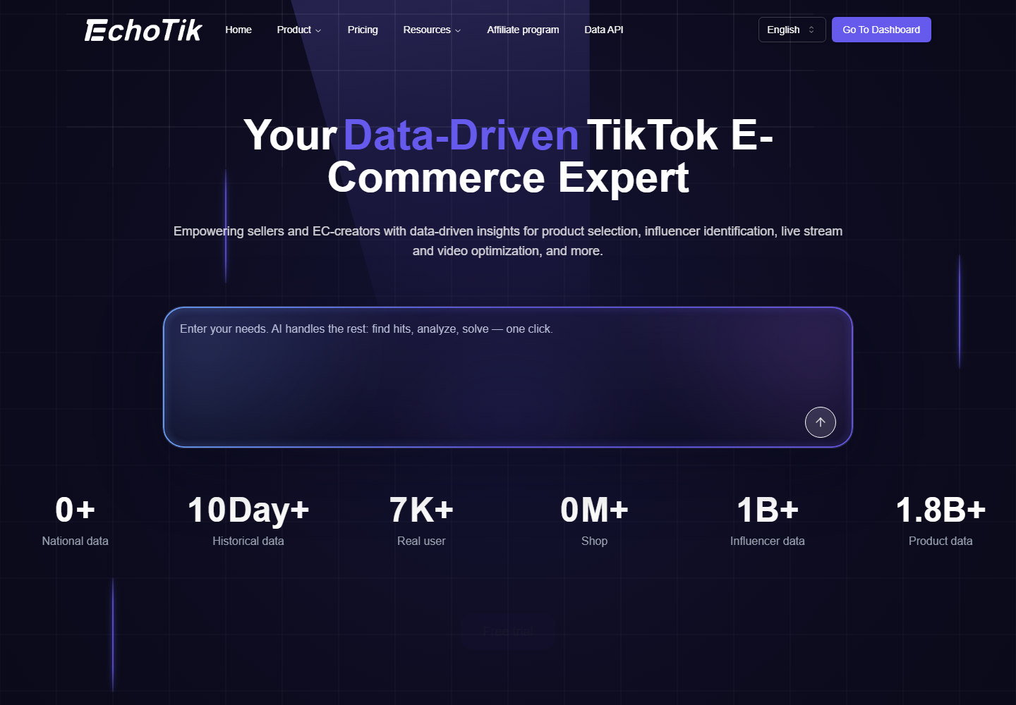 EchoTik homepage