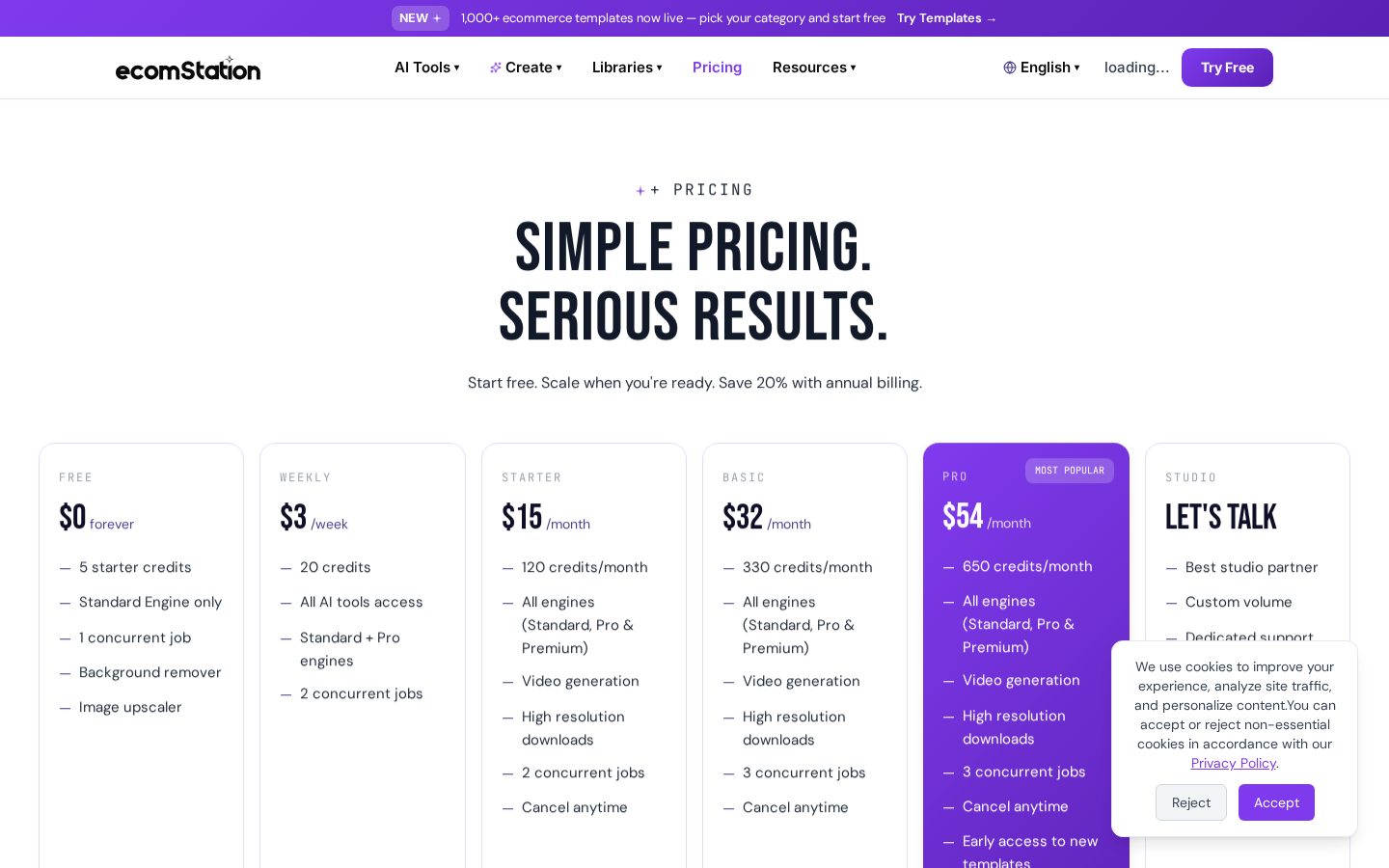ecomstation ai Pricing