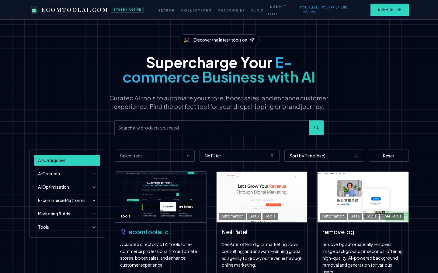 EcomToolAI Homepage