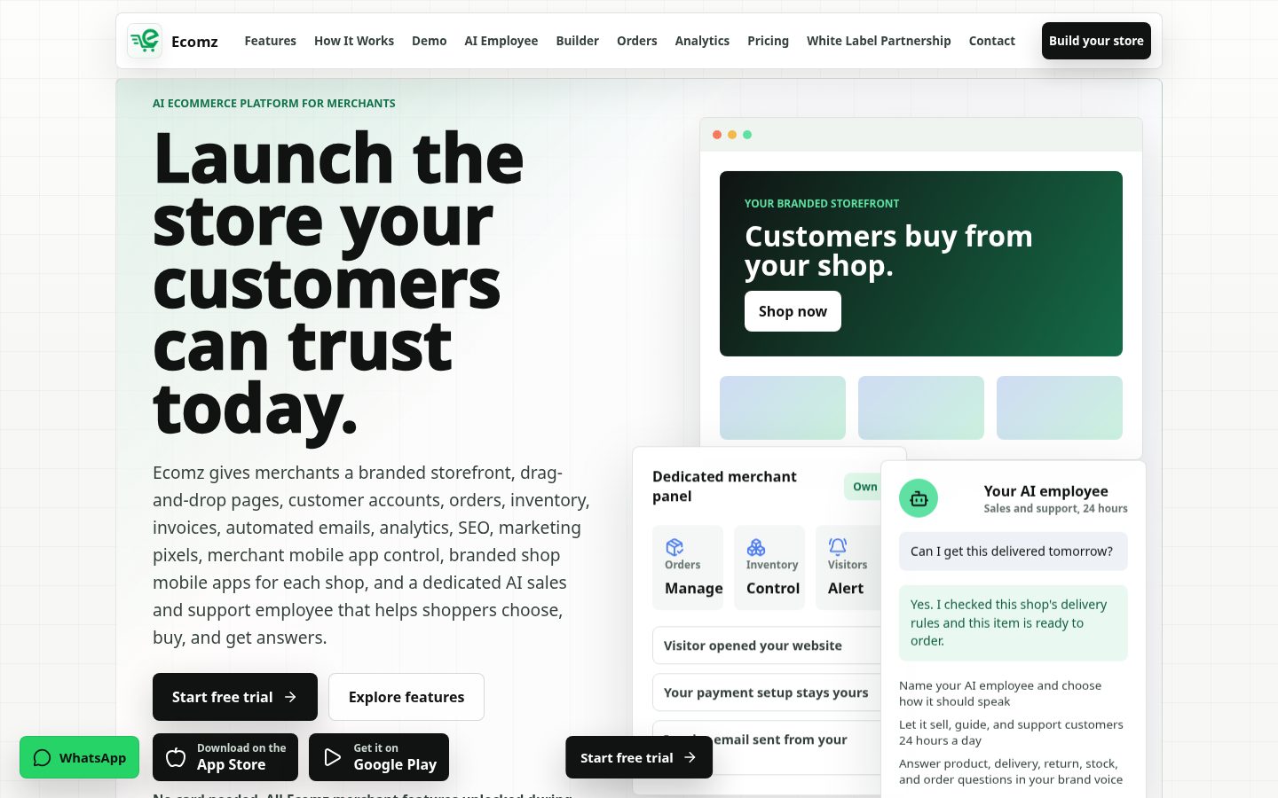 Ecomz AI Homepage
