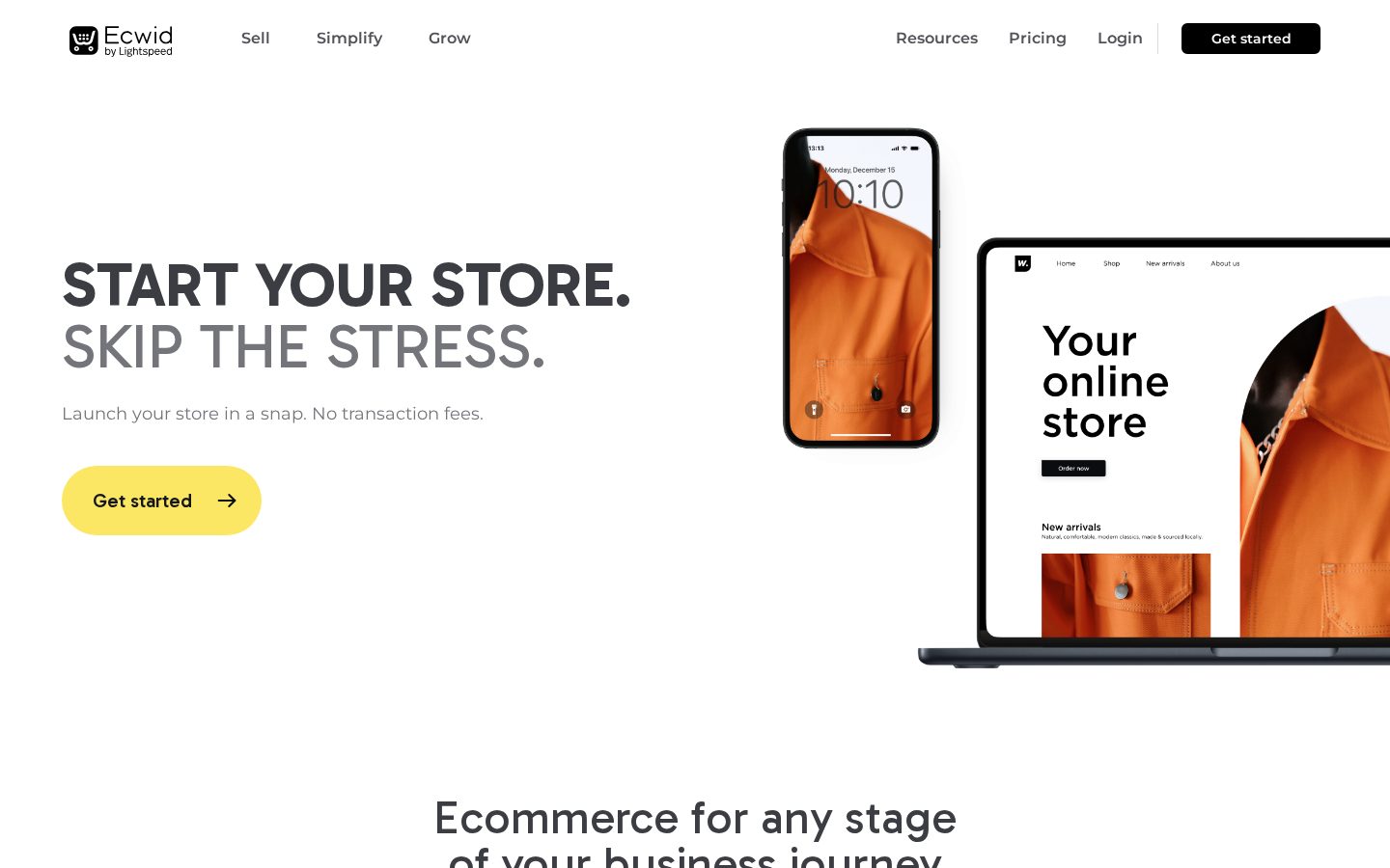Ecwid Homepage