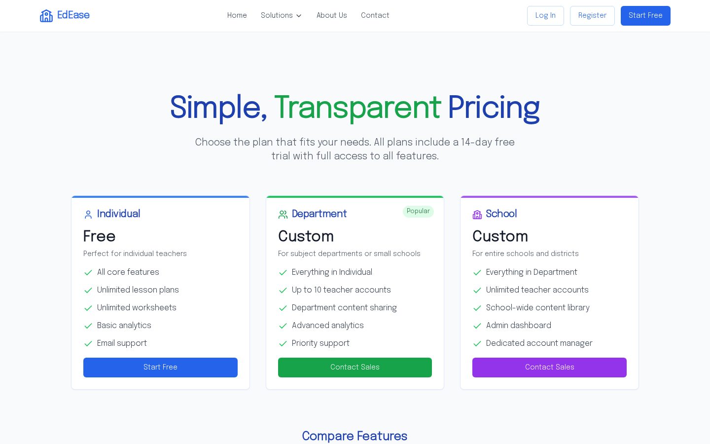 EdEase Pricing