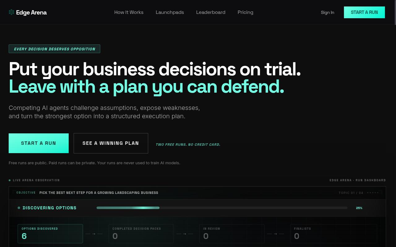 Edge Arena Homepage