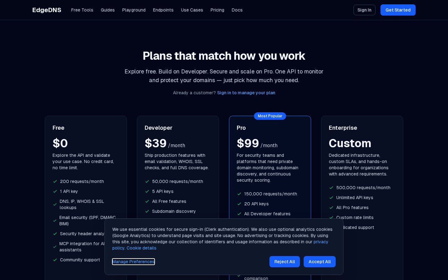EdgeDNS Pricing