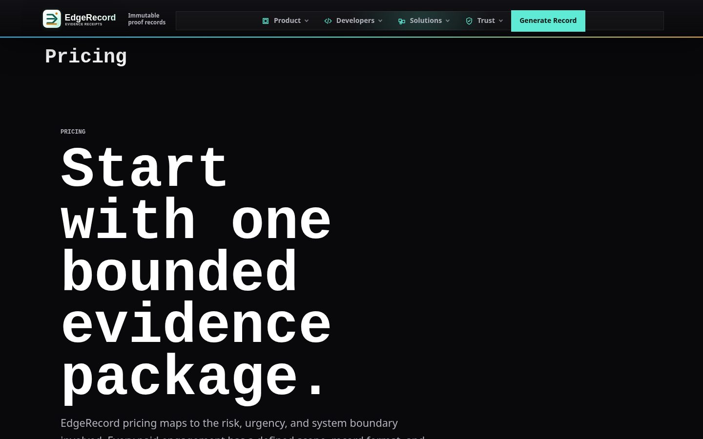 EdgeRecord Pricing