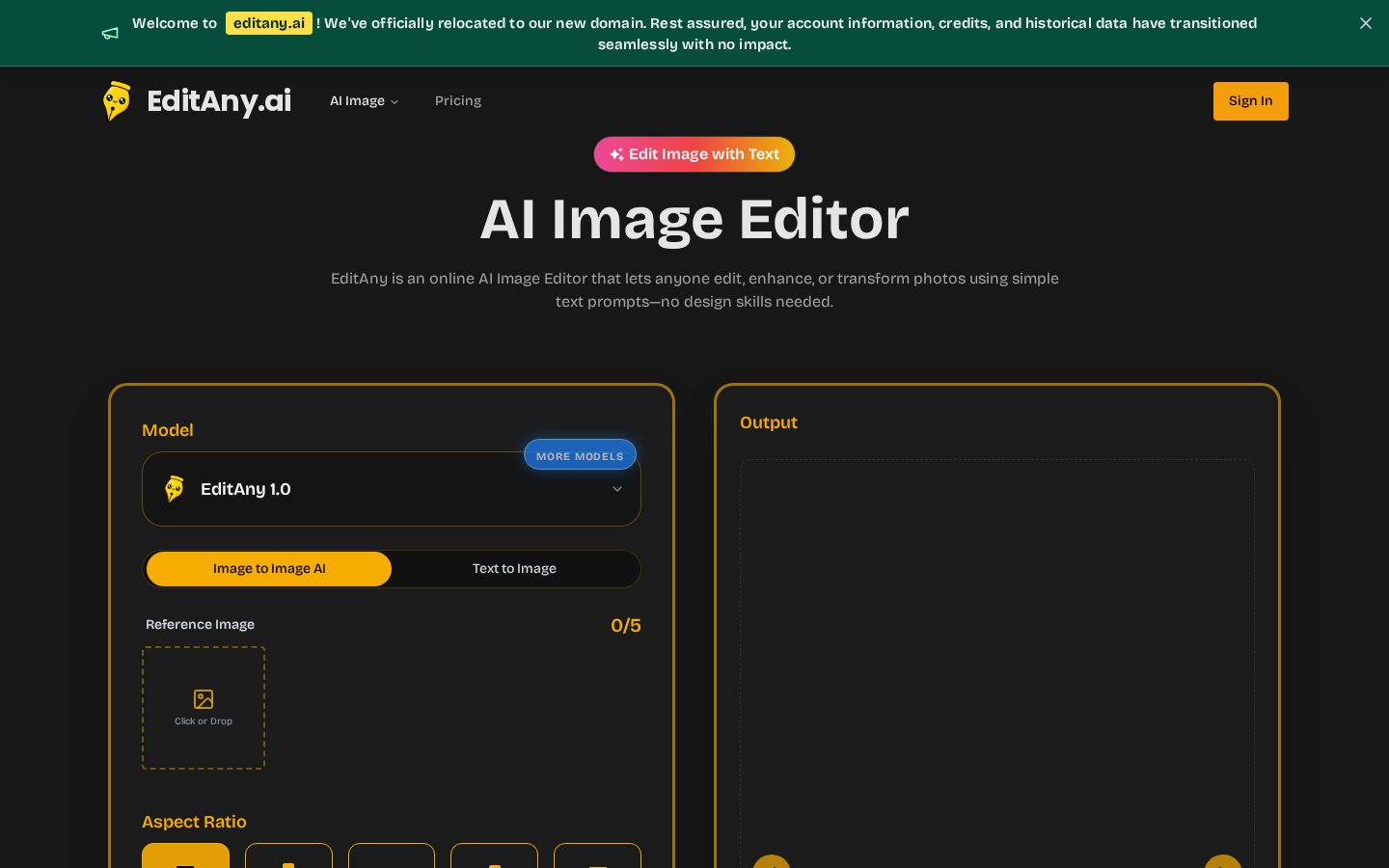 EditAny AI Homepage