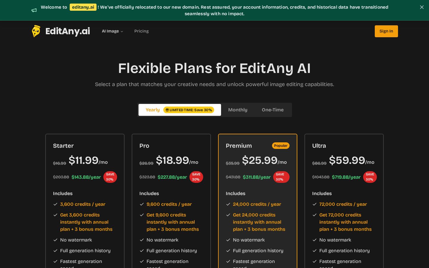 EditAny AI Pricing
