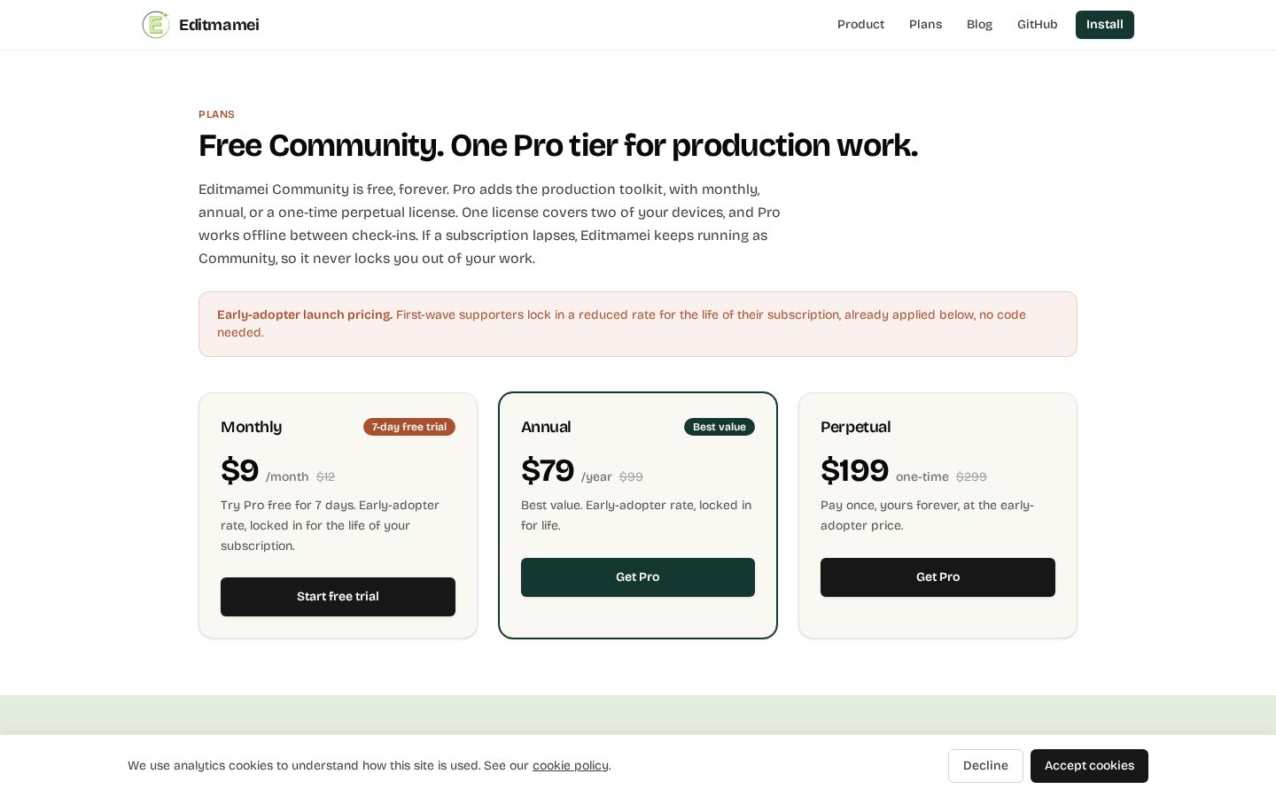 Editmamei Pricing