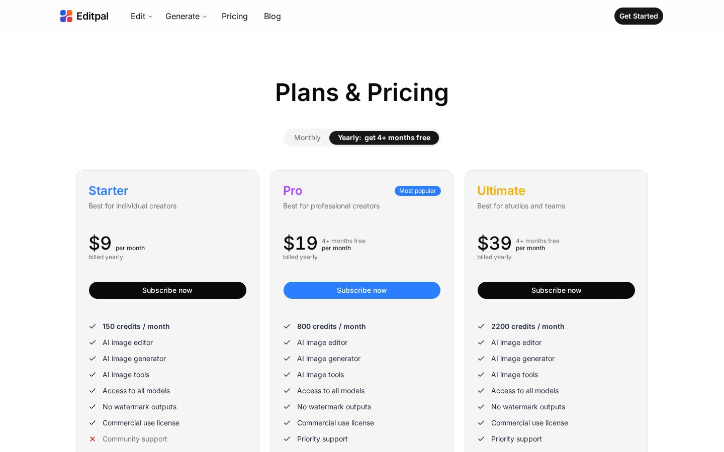 Editpal Pricing