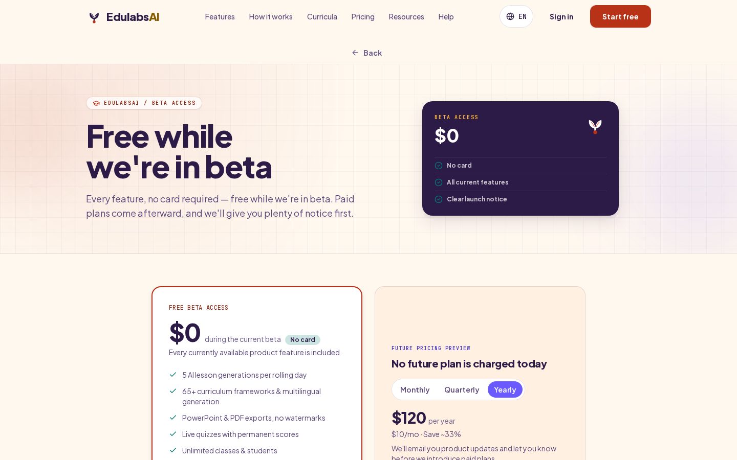 EdulabsAI Pricing