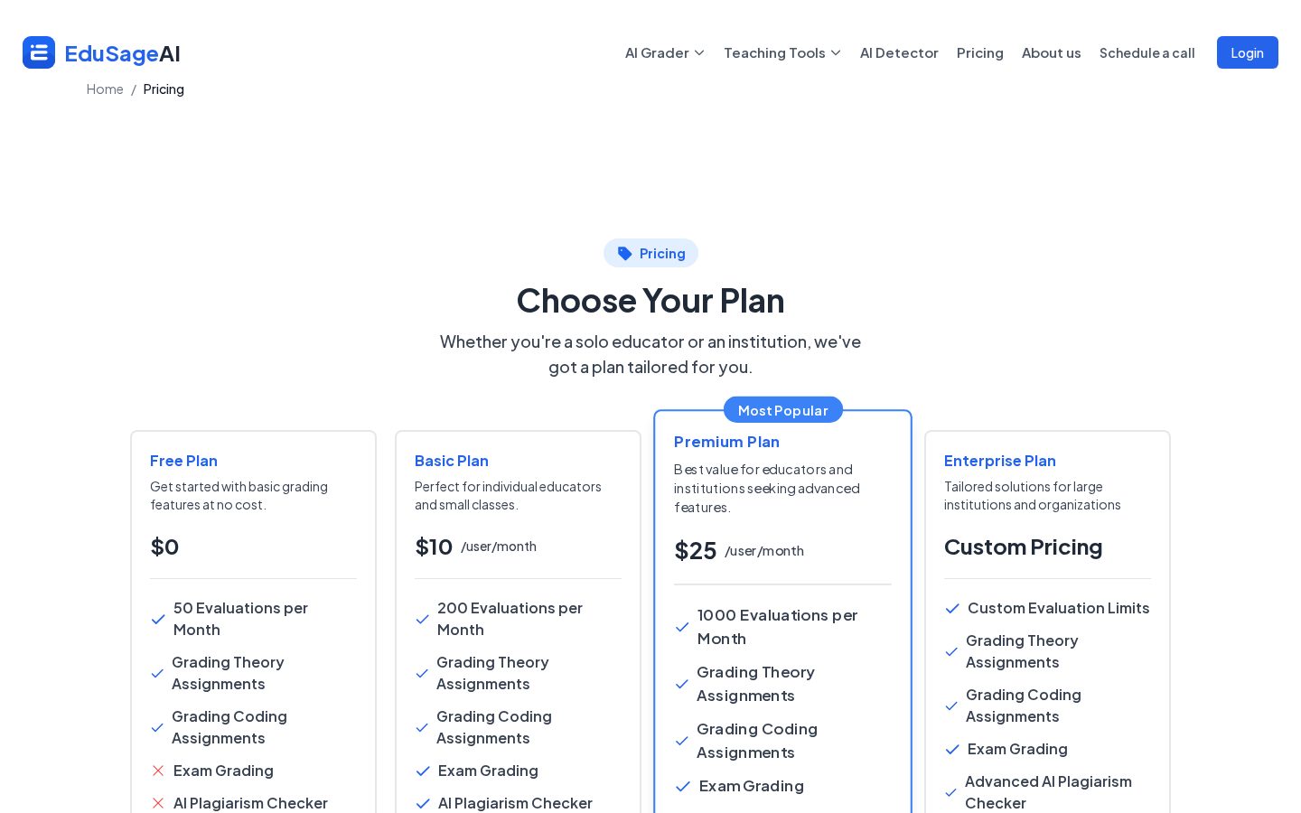 EduSageAI Pricing