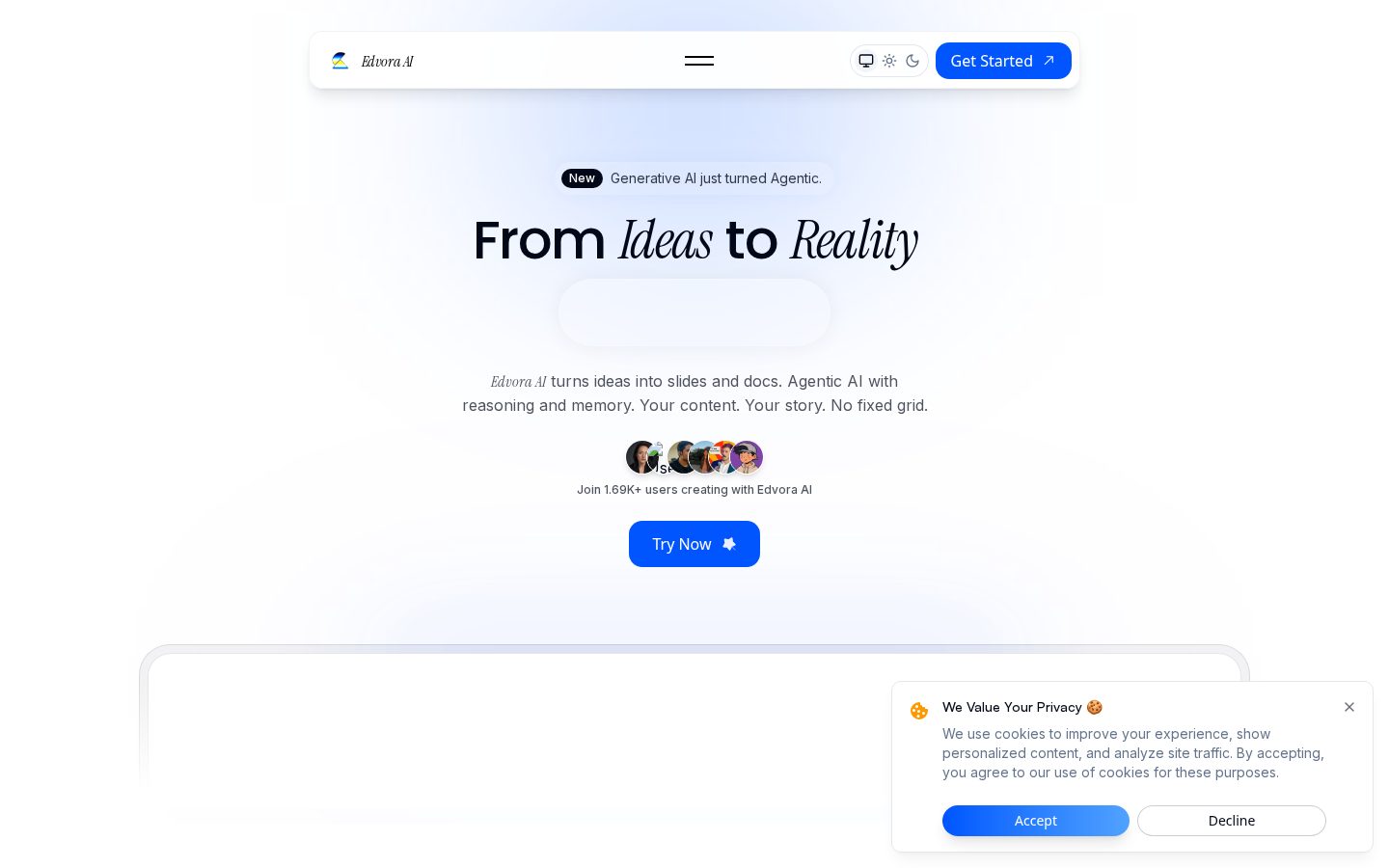 Edvora AI Homepage