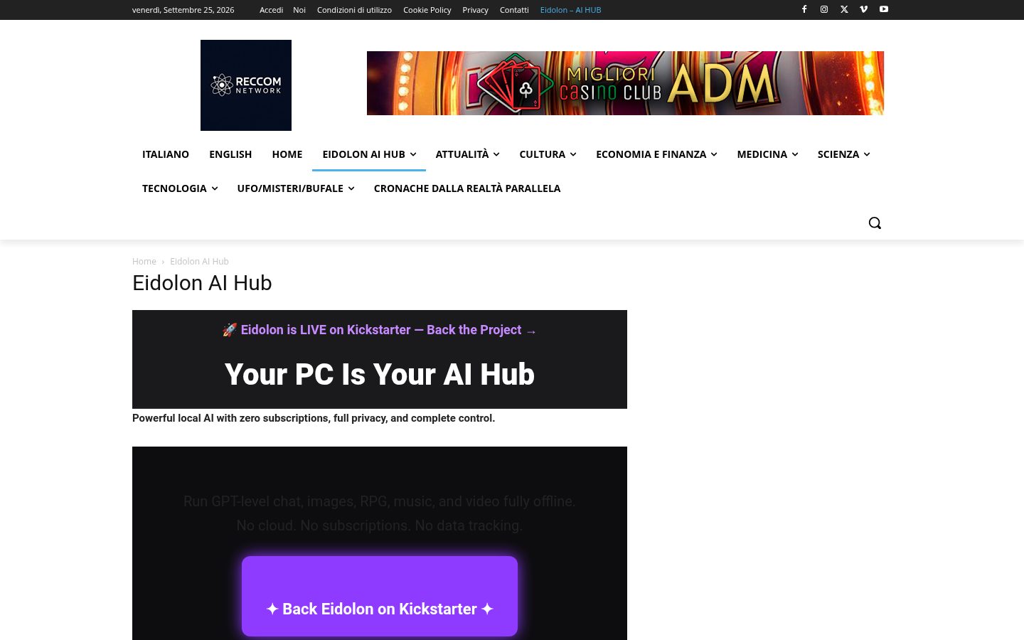 Eidolon AI Hub Homepage