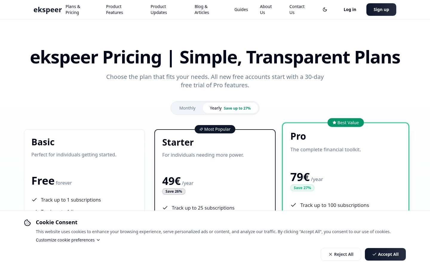 ekspeer Pricing