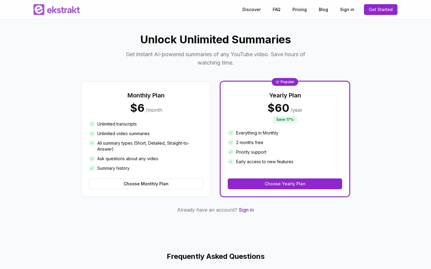 ekstrakt Pricing