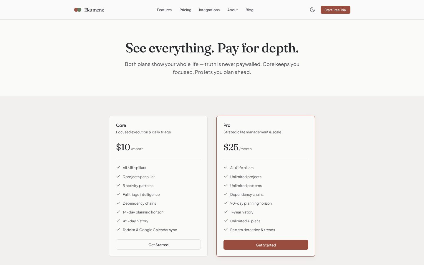 Ekumene Pricing