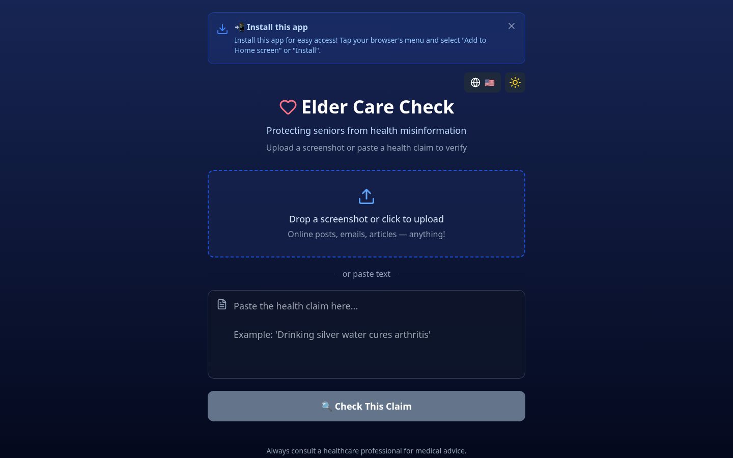 Elder Care Check Homepage