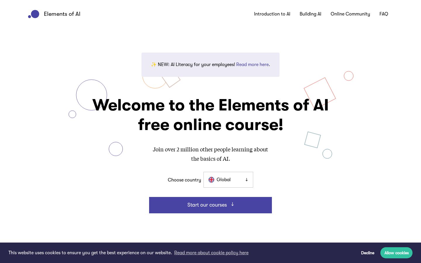 Elements of AI Homepage